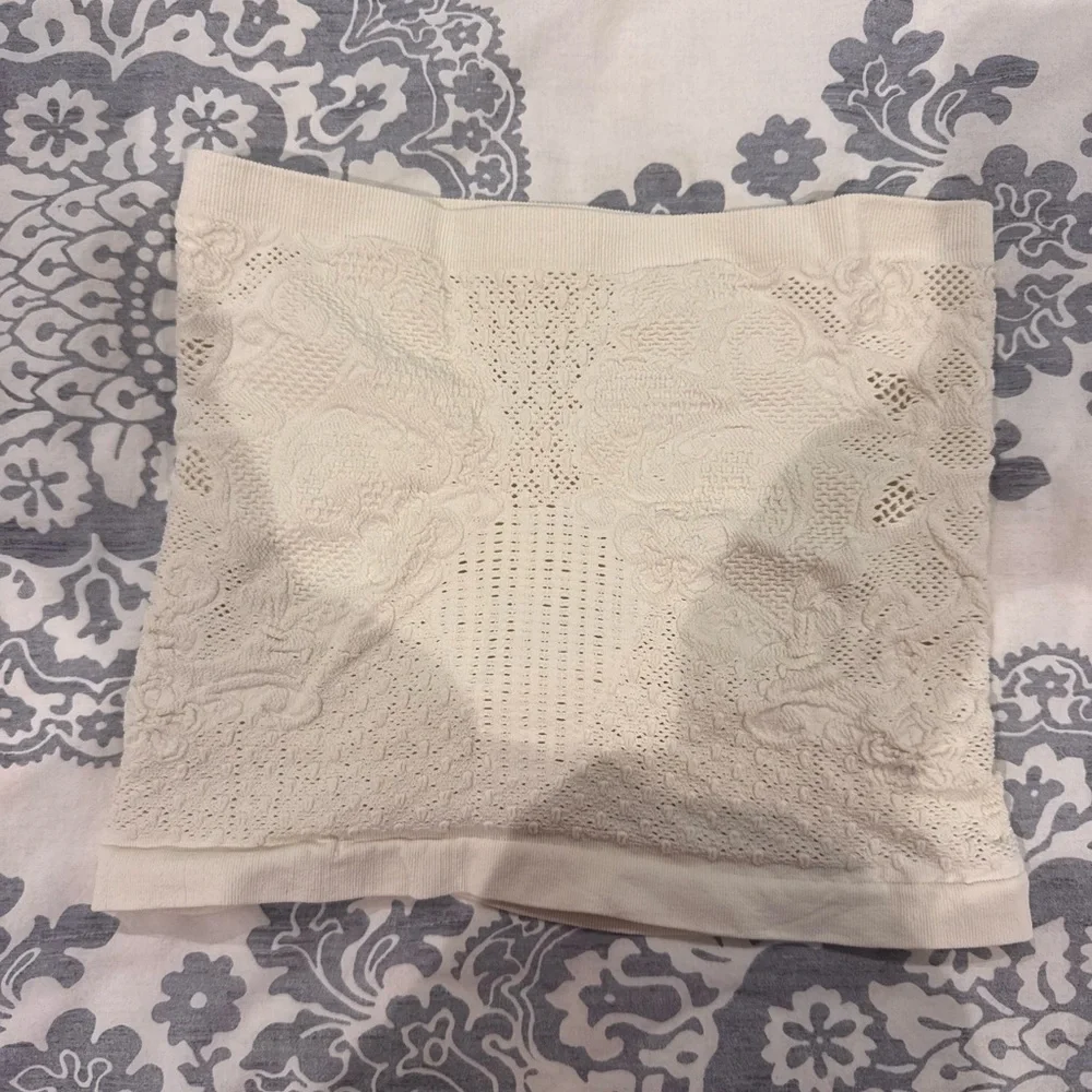 Free People Cream Strapless Crop Top